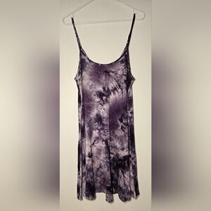 Tie Dye Swing Dress with Adjustable Straps - XL